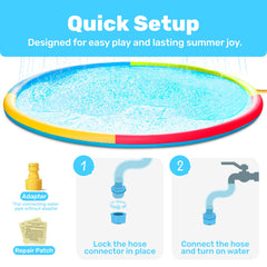 Sloosh 120-inch splash pad quick hose connection for fast setup