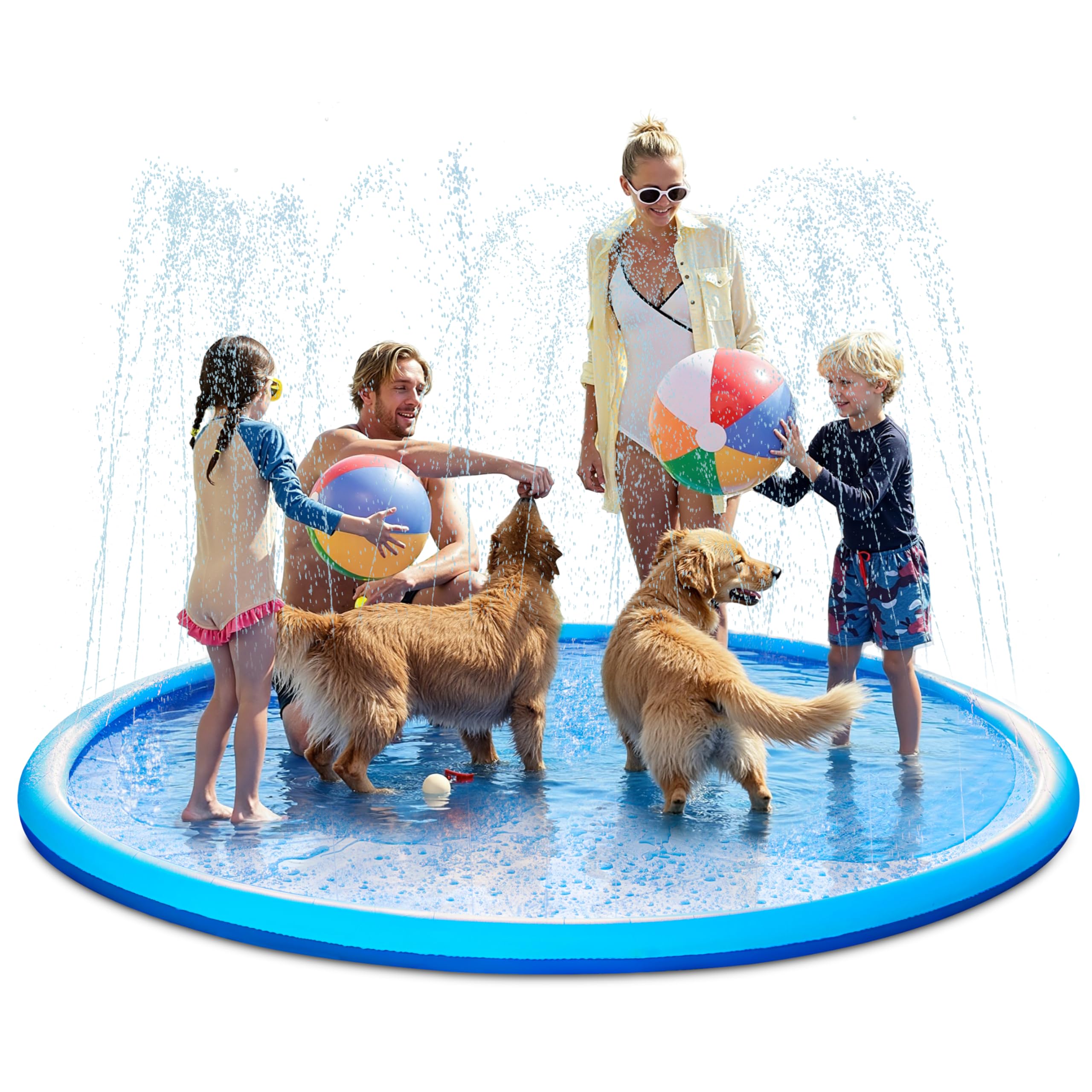 Sloosh 120 inch blue splash pad surface provides safe, shallow-water fun for kids