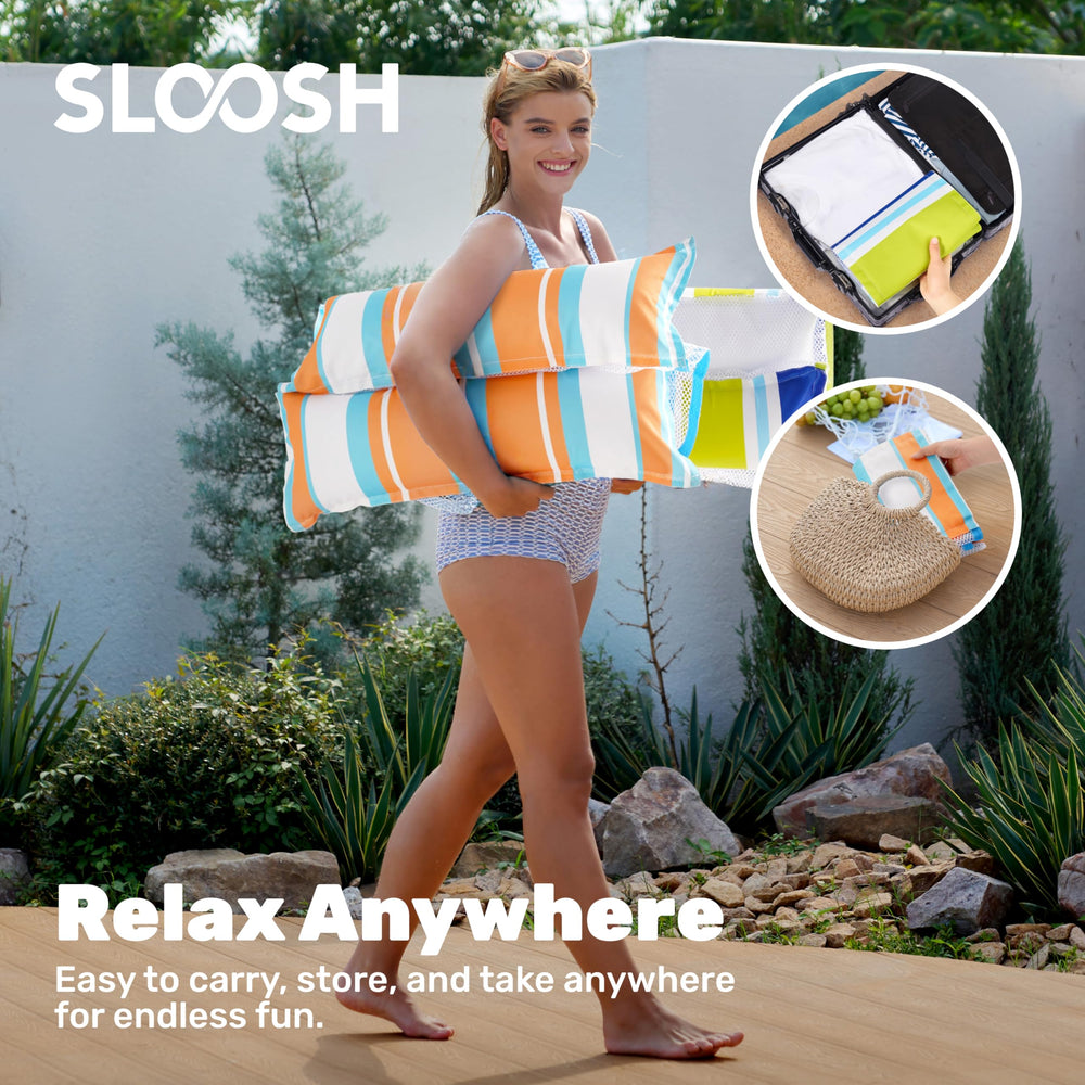 Sloosh hammock in beach scene: bright, durable water lounging.