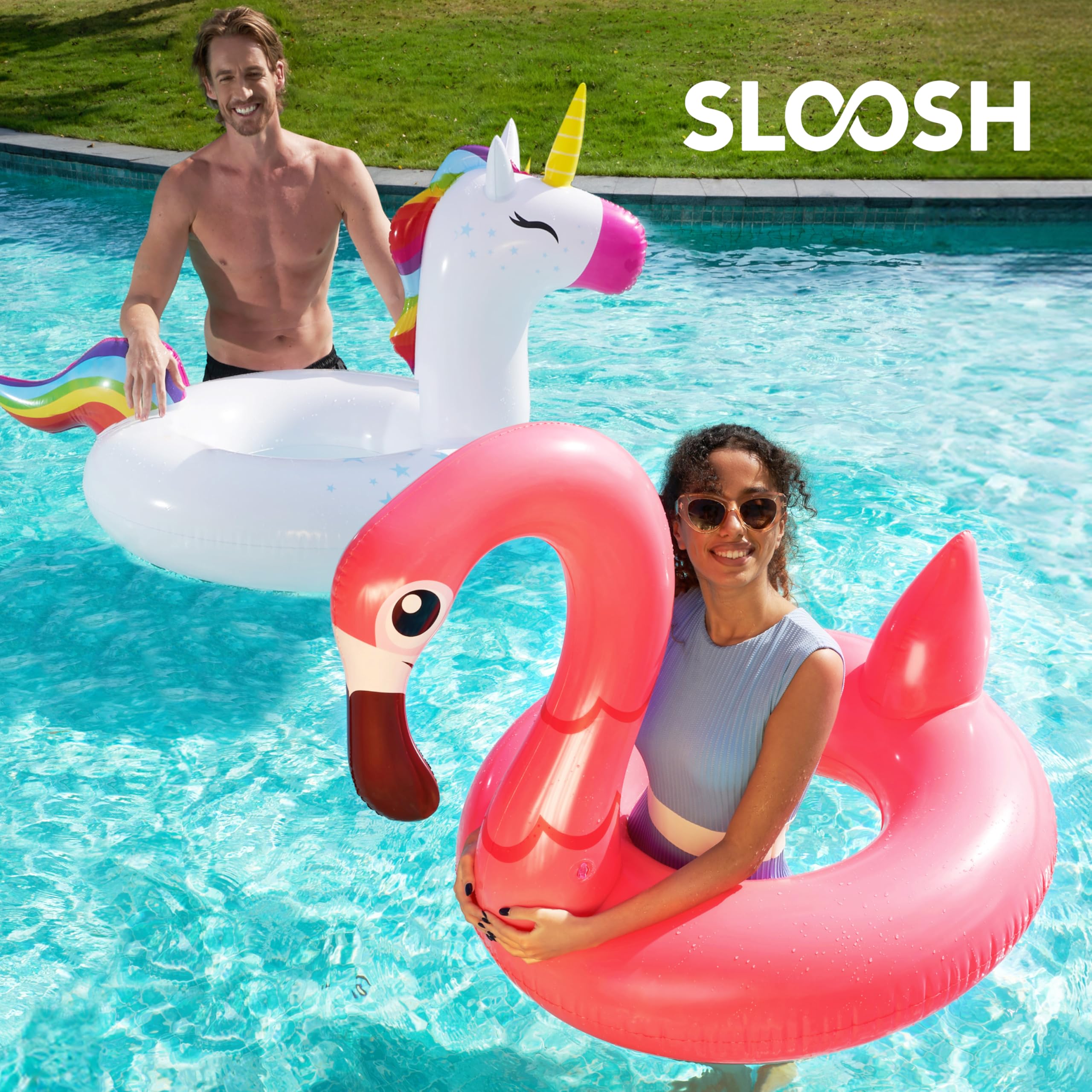 Sloosh 42-inch pool float provides buoyant support for adults