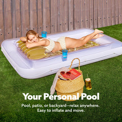Sloosh 4 in 1 suntan tub raft for sunbathing and poolside play.
