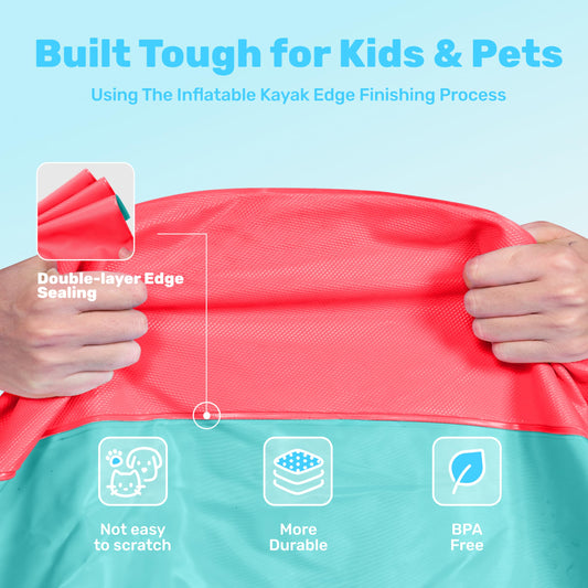 Sloosh 60in splash pad side spray shows adjustable height for custom play