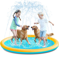 Sloosh 72-inch splash pad sprinkler with non-slip surface for safe outdoor play