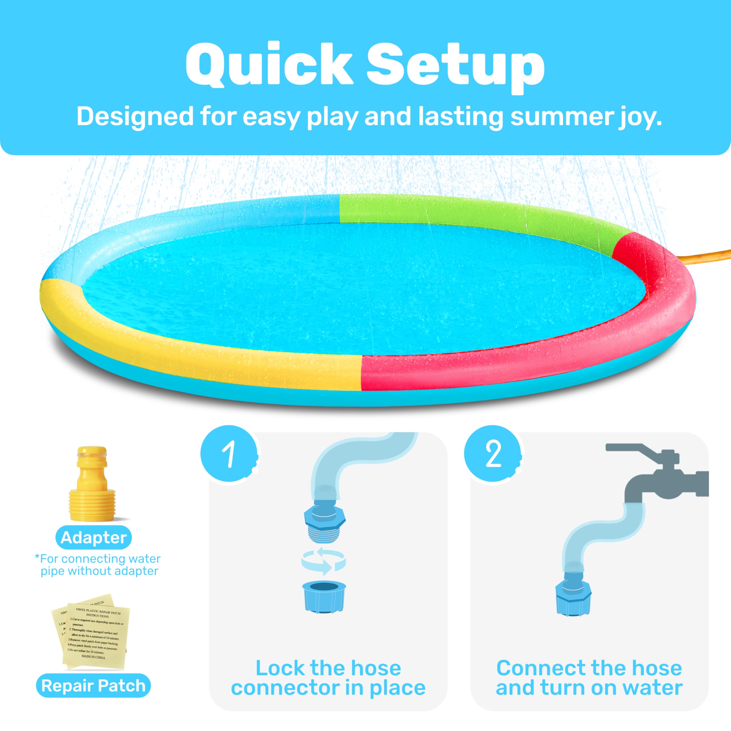 Sloosh splash pad adjustable height image demonstrating spray height control for customizing play.
