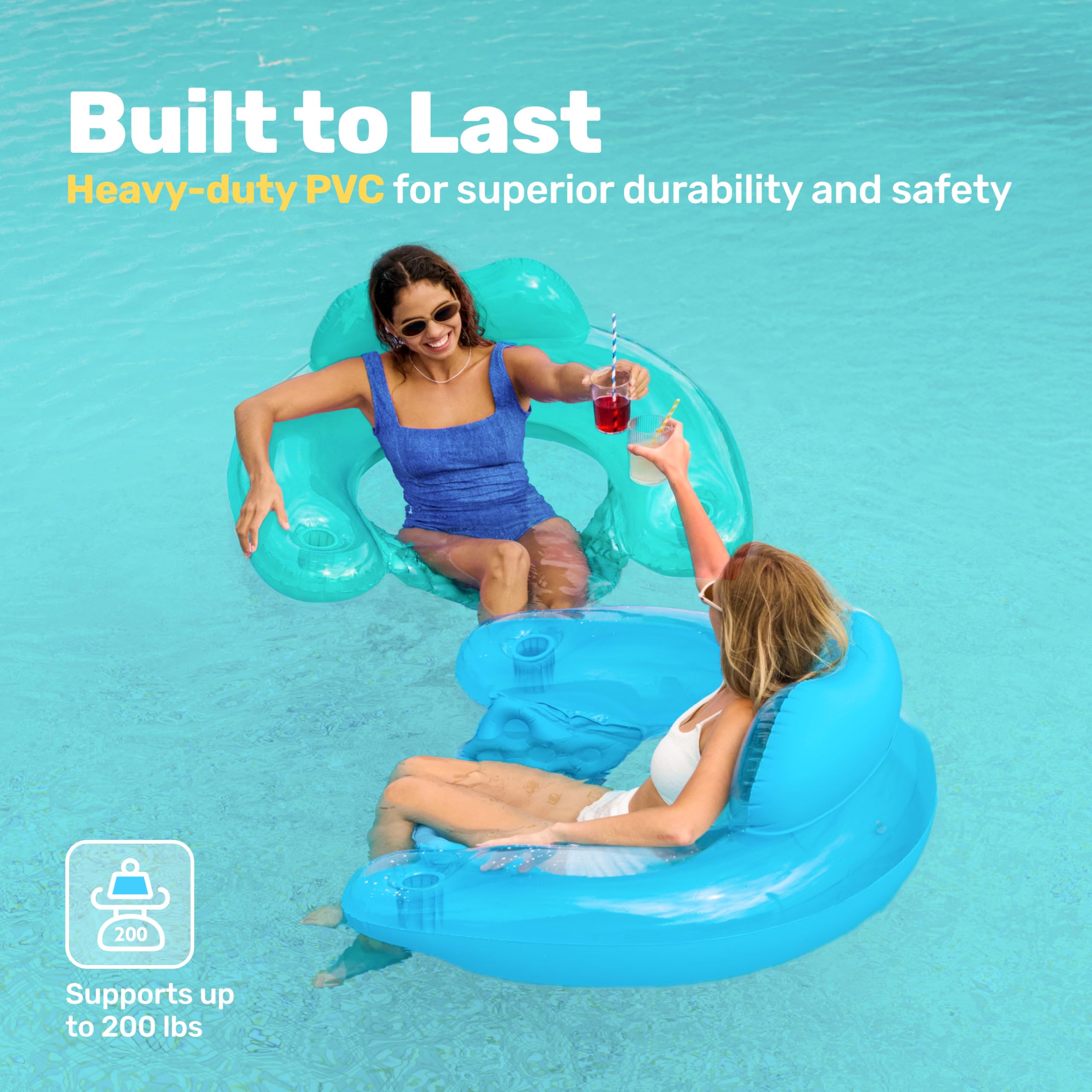 Sloosh air cushion seat offers soft, comfortable lounging by the water.