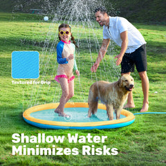 Sloosh backyard party and summer fun with a cooling splash pad.