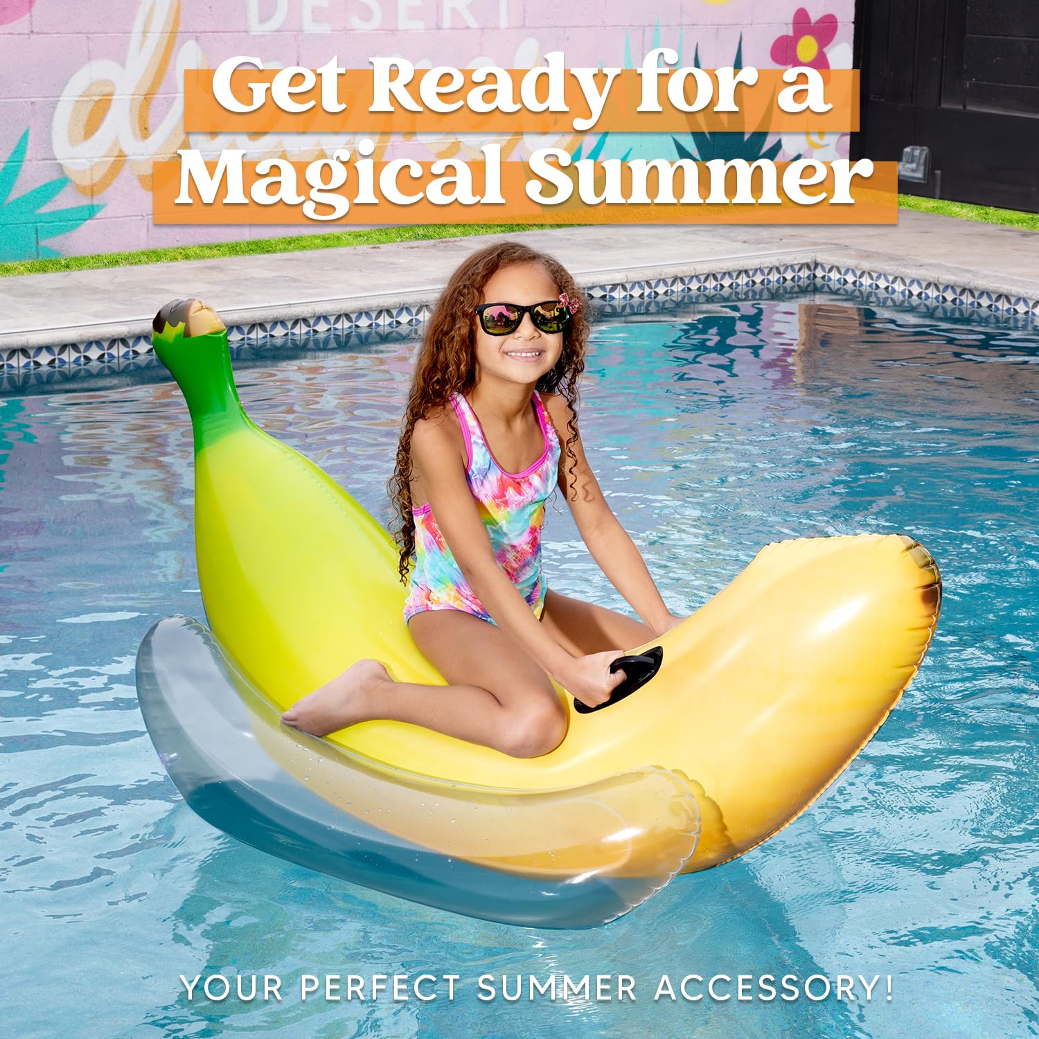 Sloosh banana pool float in colorful gift packaging, ready to gift