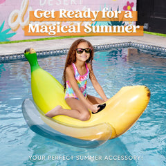 Sloosh banana pool float in colorful gift packaging, ready to gift