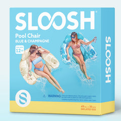 Sloosh champagne and blue float for beach or pool party settings.