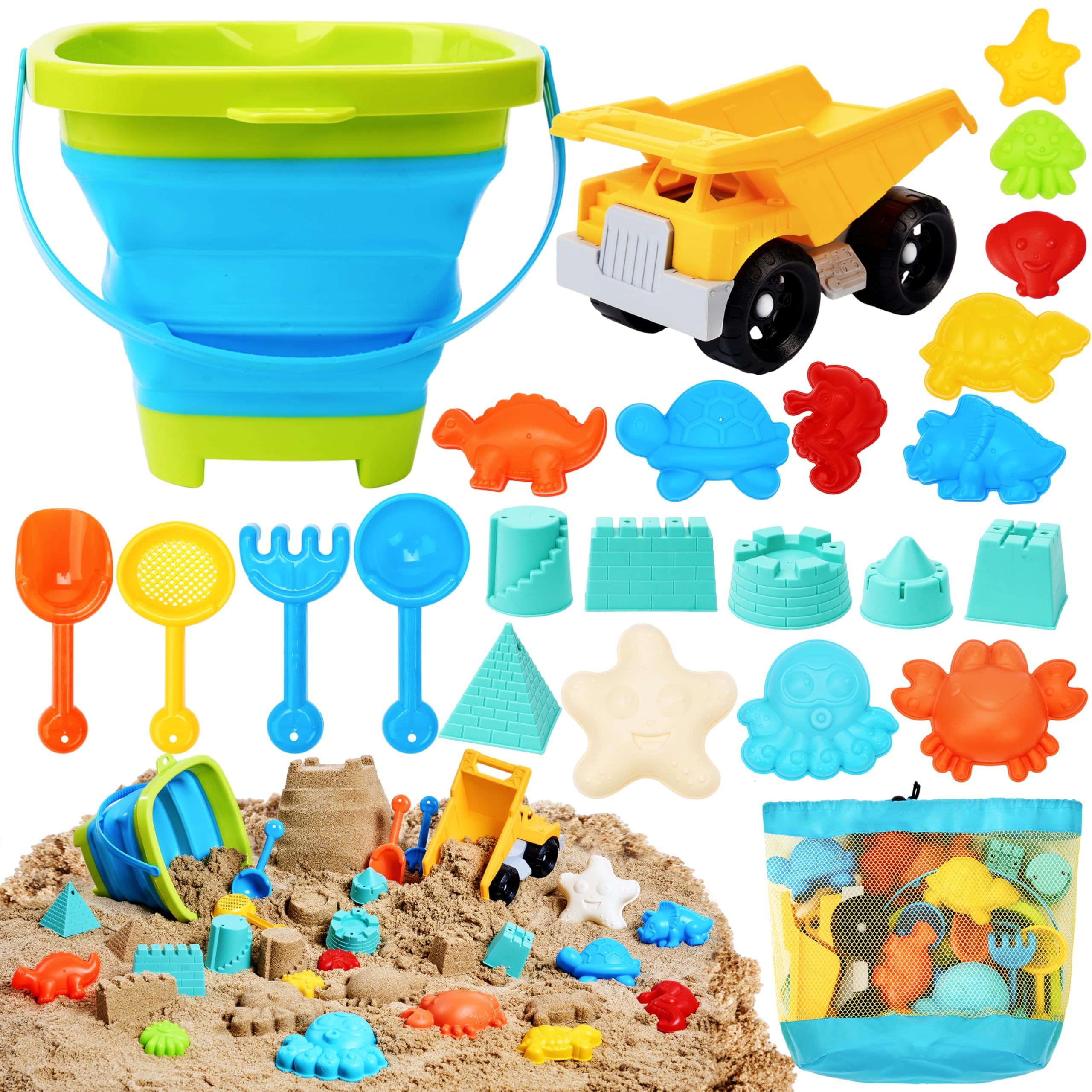 Sloosh Beach Sand Toys Set with dump truck for imaginative outdoor play and durable materials