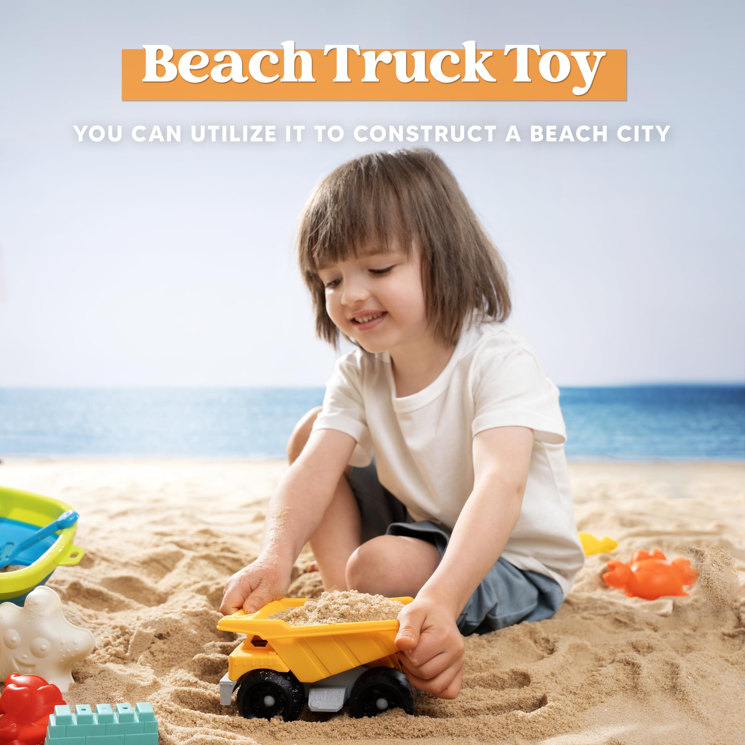Sloosh beach toys with sand molds for castle building and creative sculpture