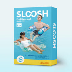 Sloosh blue cyan pool float elevates outdoor water relaxation sessions.