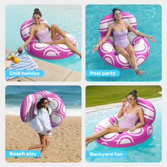 Sloosh pink and white adult pool float ready for lake or pool parties.
