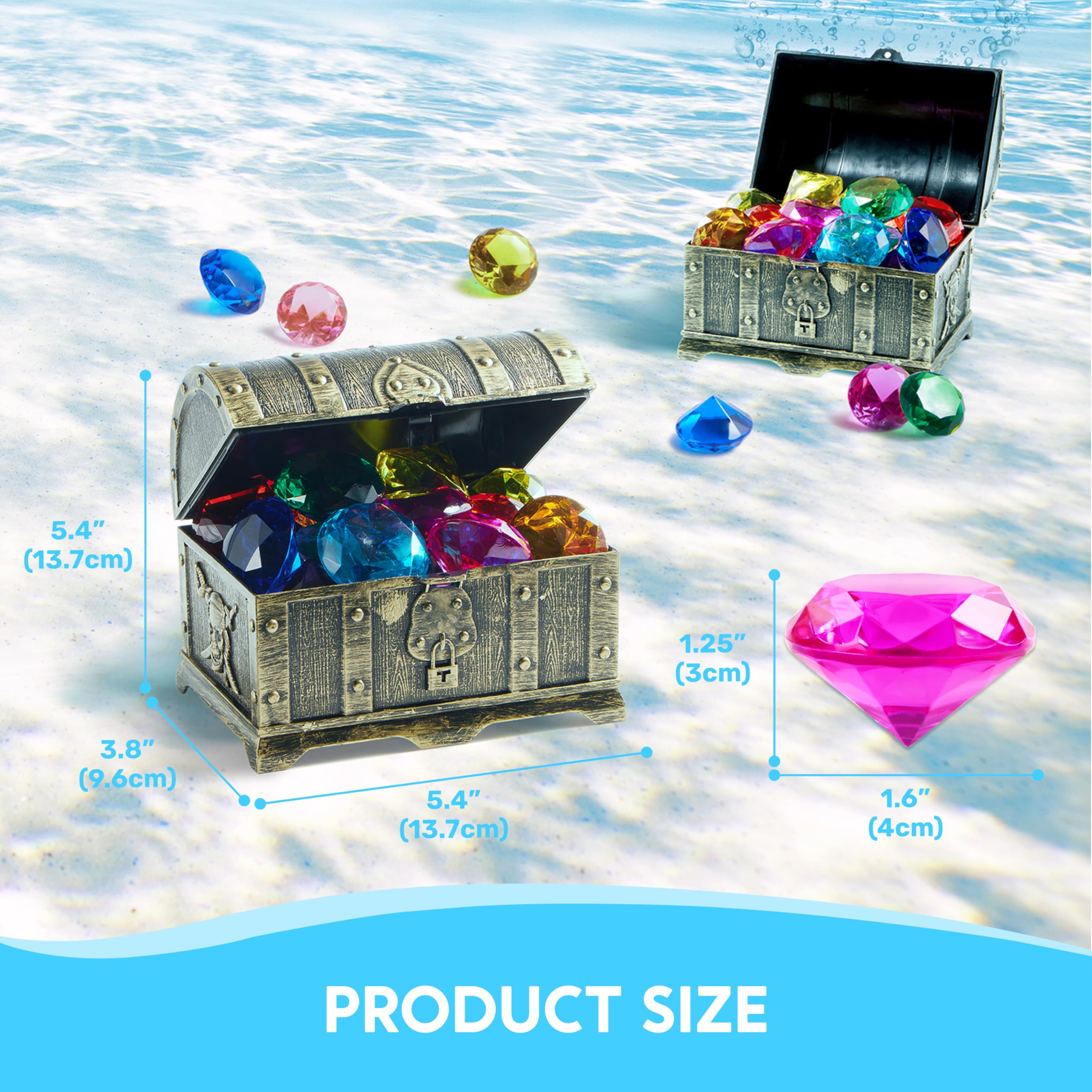 Sloosh bright acrylic diamonds in rainbow colors spark vibrant pool play.