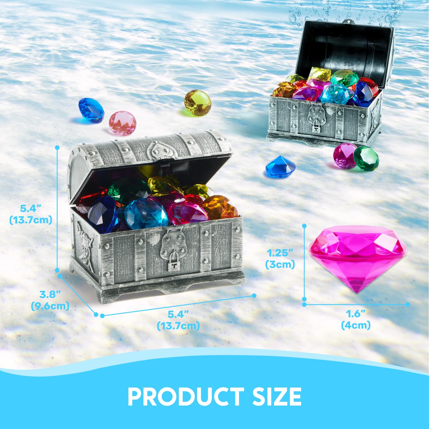 Bright acrylic diamonds in 12 colors for pool play