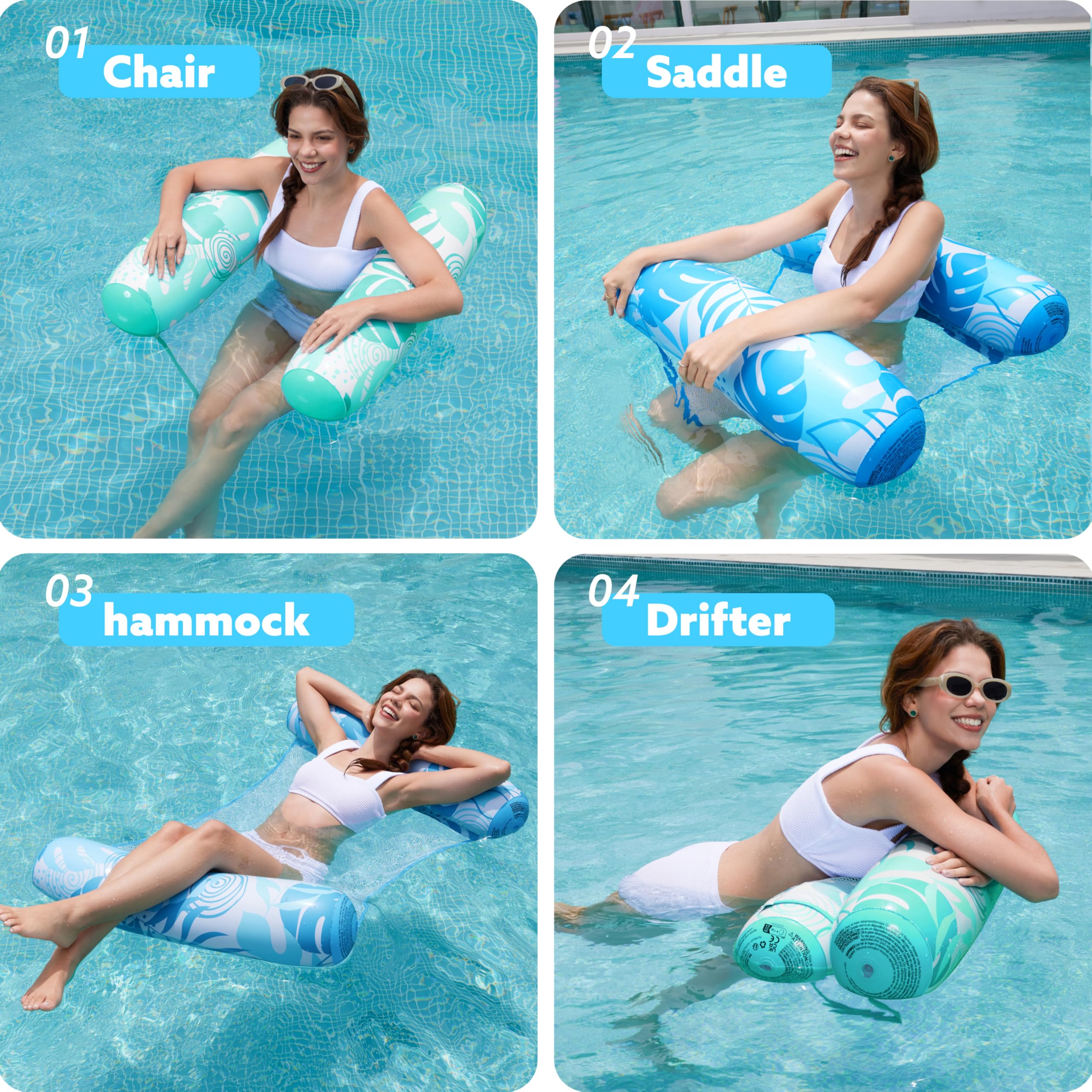 Sloosh cool mesh seat hammock pool float provides breathable seating.