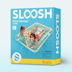 Sloosh cyan XL sunbathing bed ideal for water gatherings and pool party gifts.