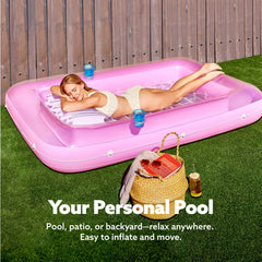 Sloosh includes two drink holders and a wrap-around grab line for social lounging.