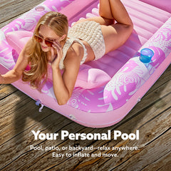 Sloosh drink holders and stability rope keep refreshments nearby during steady lounging.