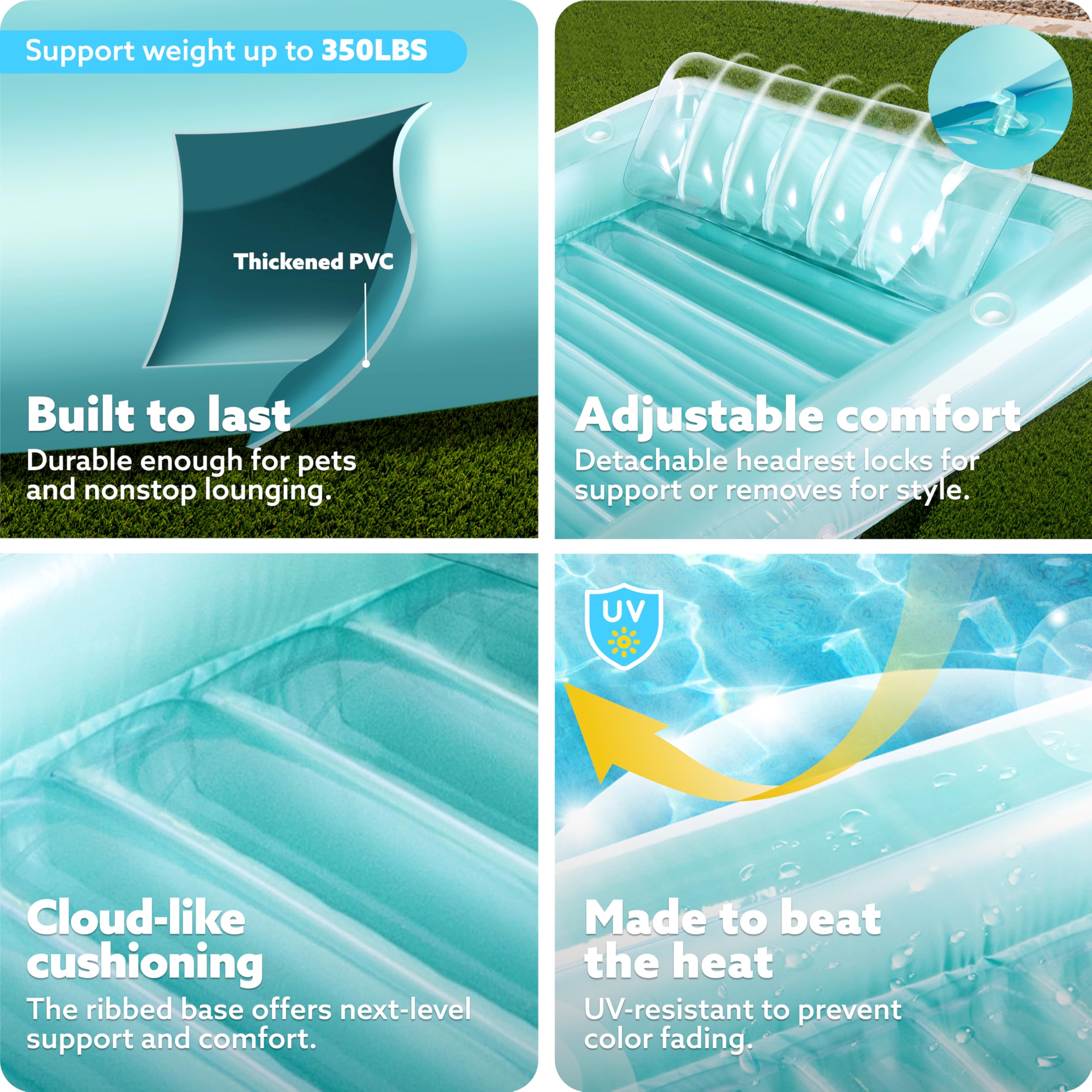 Sloosh durable 0.3mm PVC construction for frequent pool use.
