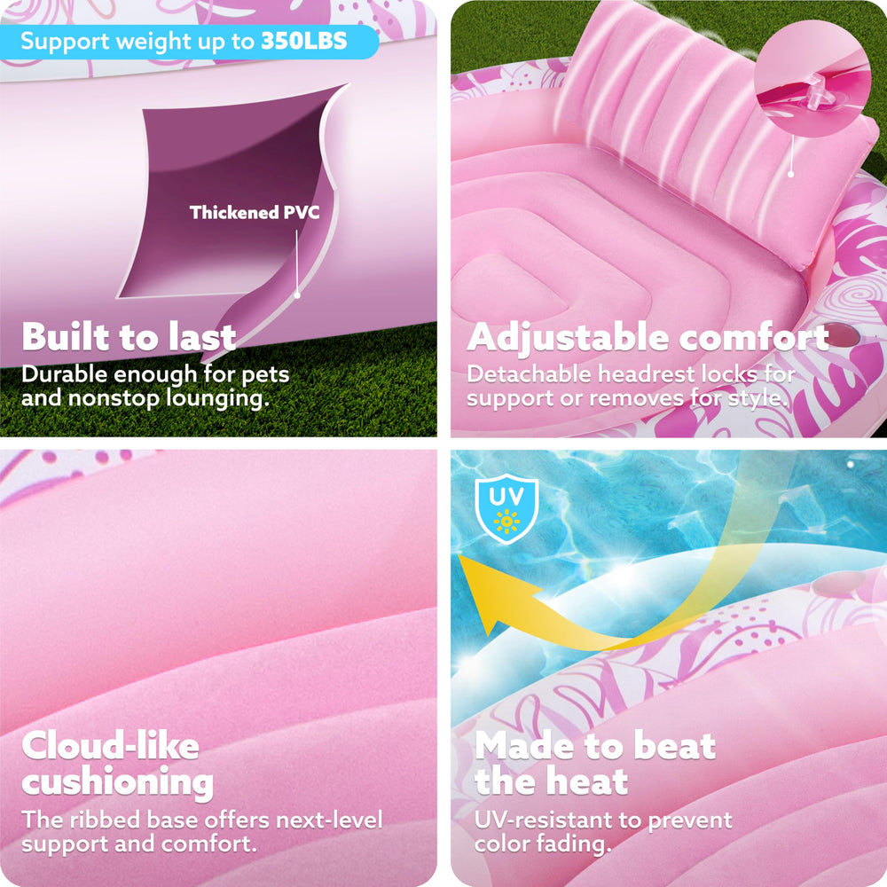Sloosh pink pool float design stands out for backyard and poolside fun.