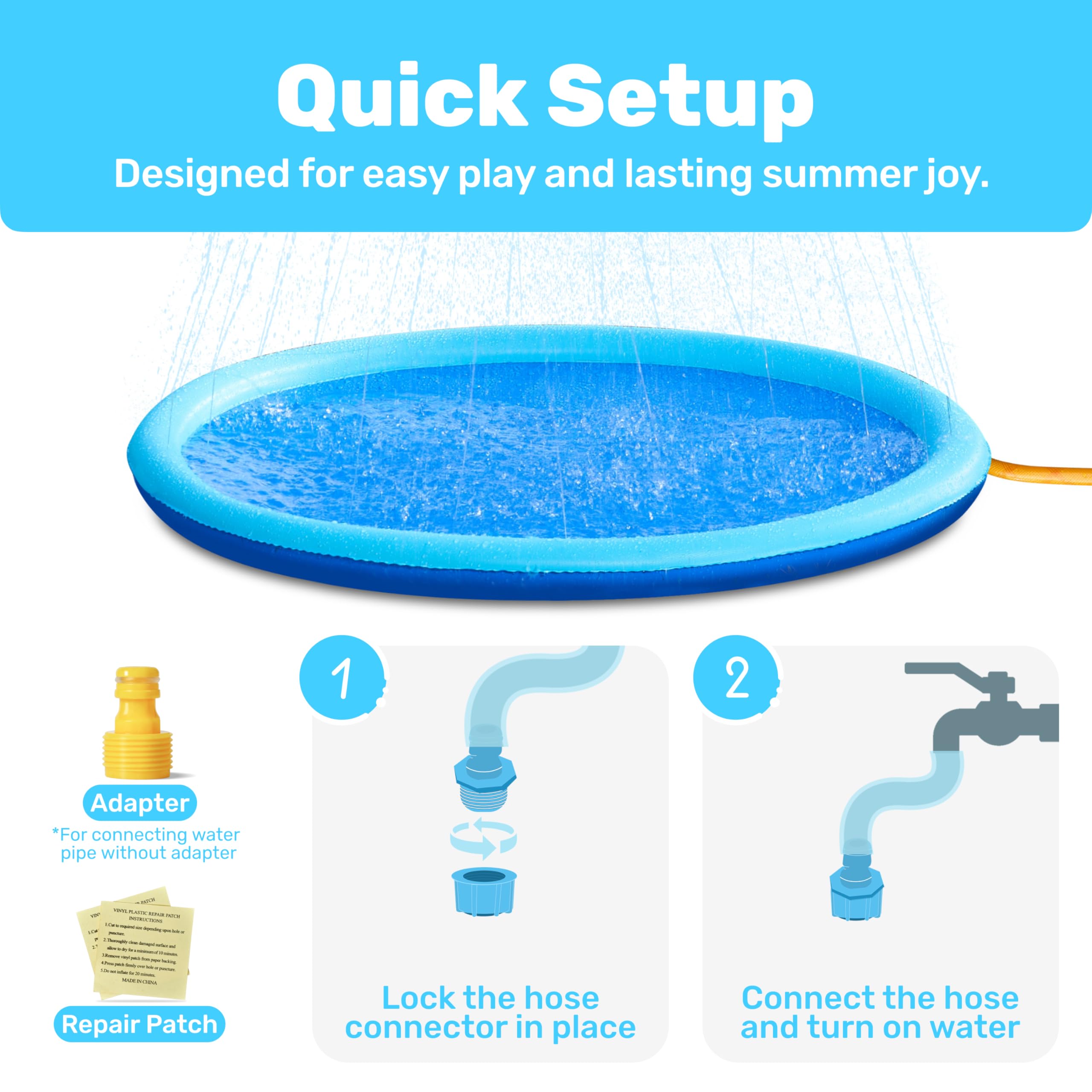 Sloosh splash pad built with thick non-toxic materials for durability.
