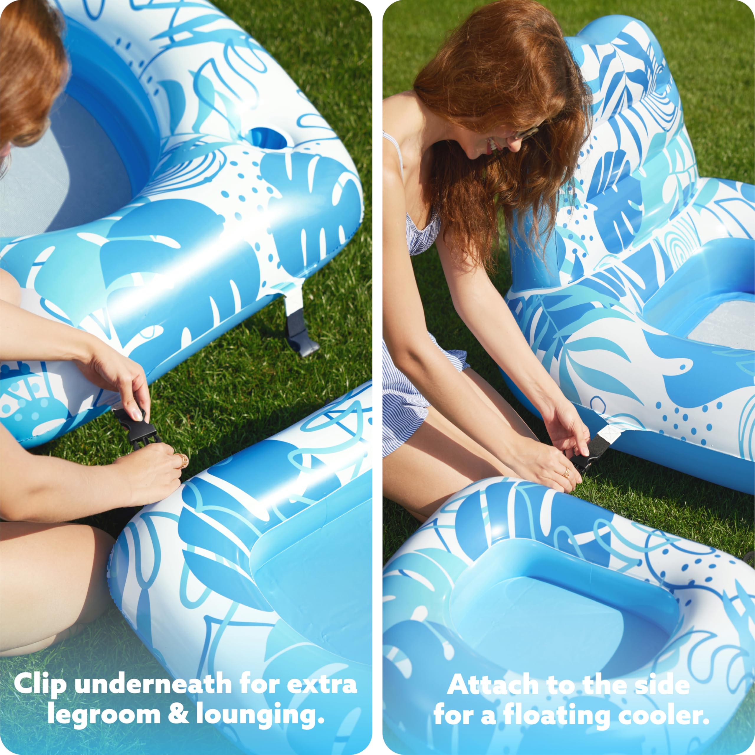 Sloosh quick inflation and deflation enable fast setup for pool or beach.