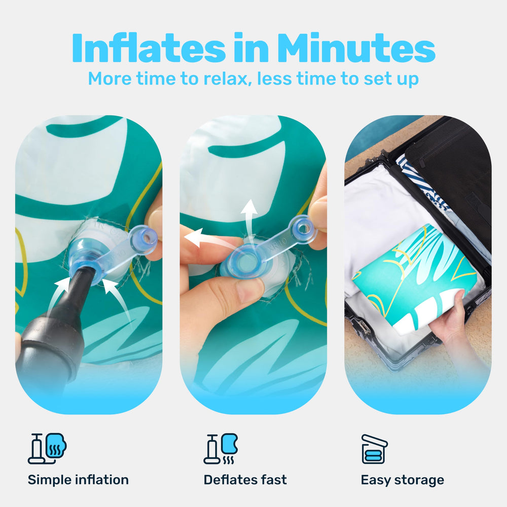 Sloosh easy-inflate-store feature for quick setup and tidy storage.