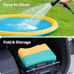 Sloosh vibrant aquablue and orange design brightens any backyard scene