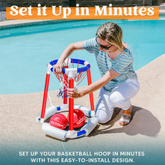 Sloosh floating basketball hoop stays stable on water during splashy matches