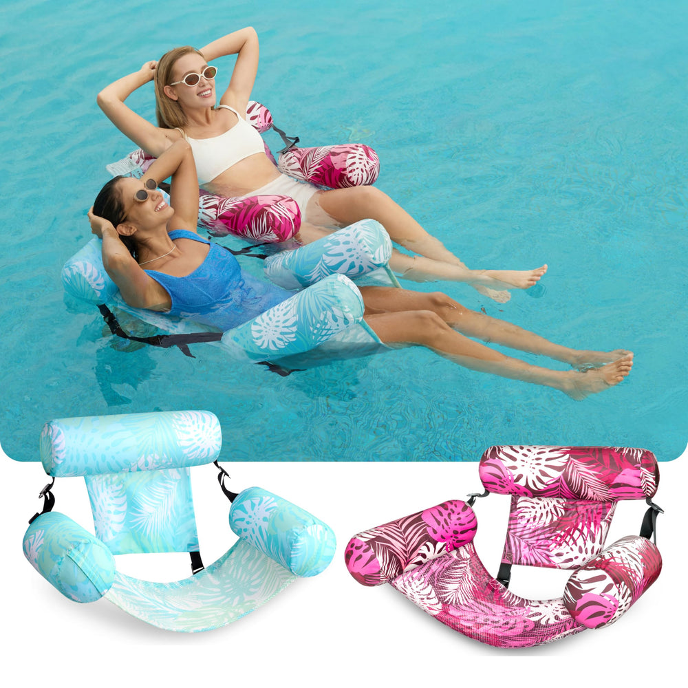 Sloosh floating lounge chair with mesh sling for comfort on water.