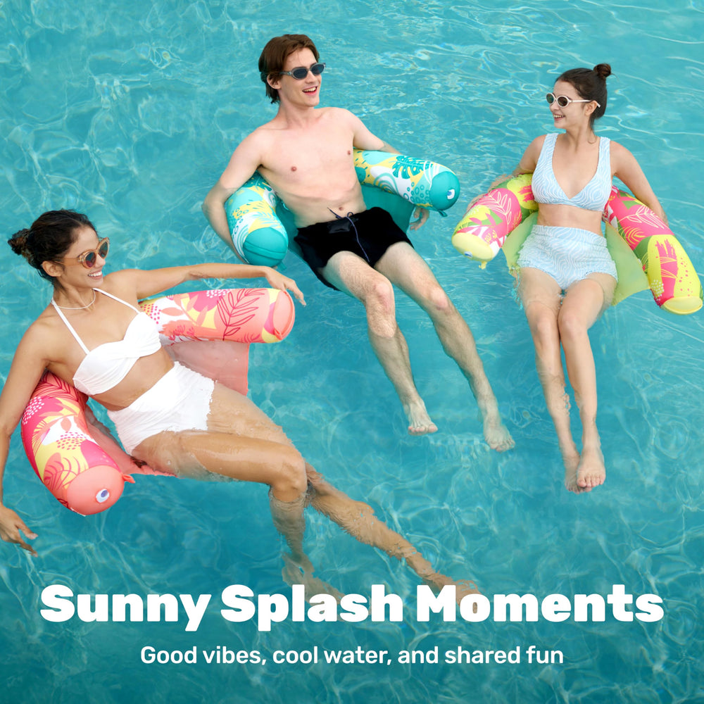 Sloosh floral noodle chair green vibrant option for family pool play and lounging.