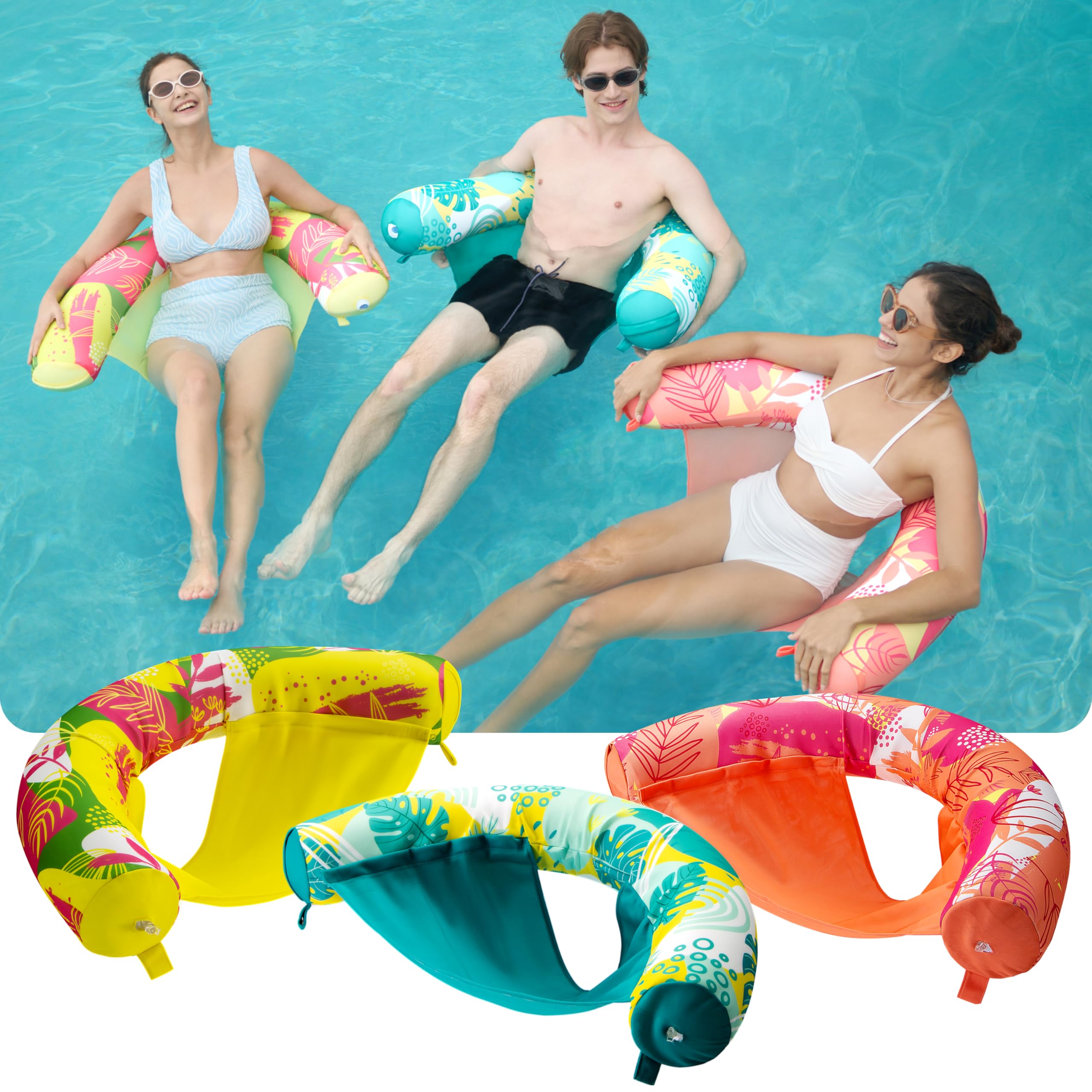 Sloosh floral noodle chair yellow perfect for sunny poolside relax moments.