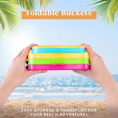 Sloosh green foldable bucket displayed for compact travel convenience