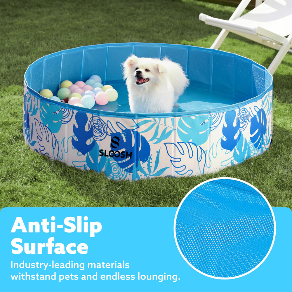 SLOOSH foldable design for portable pet pool during travel.