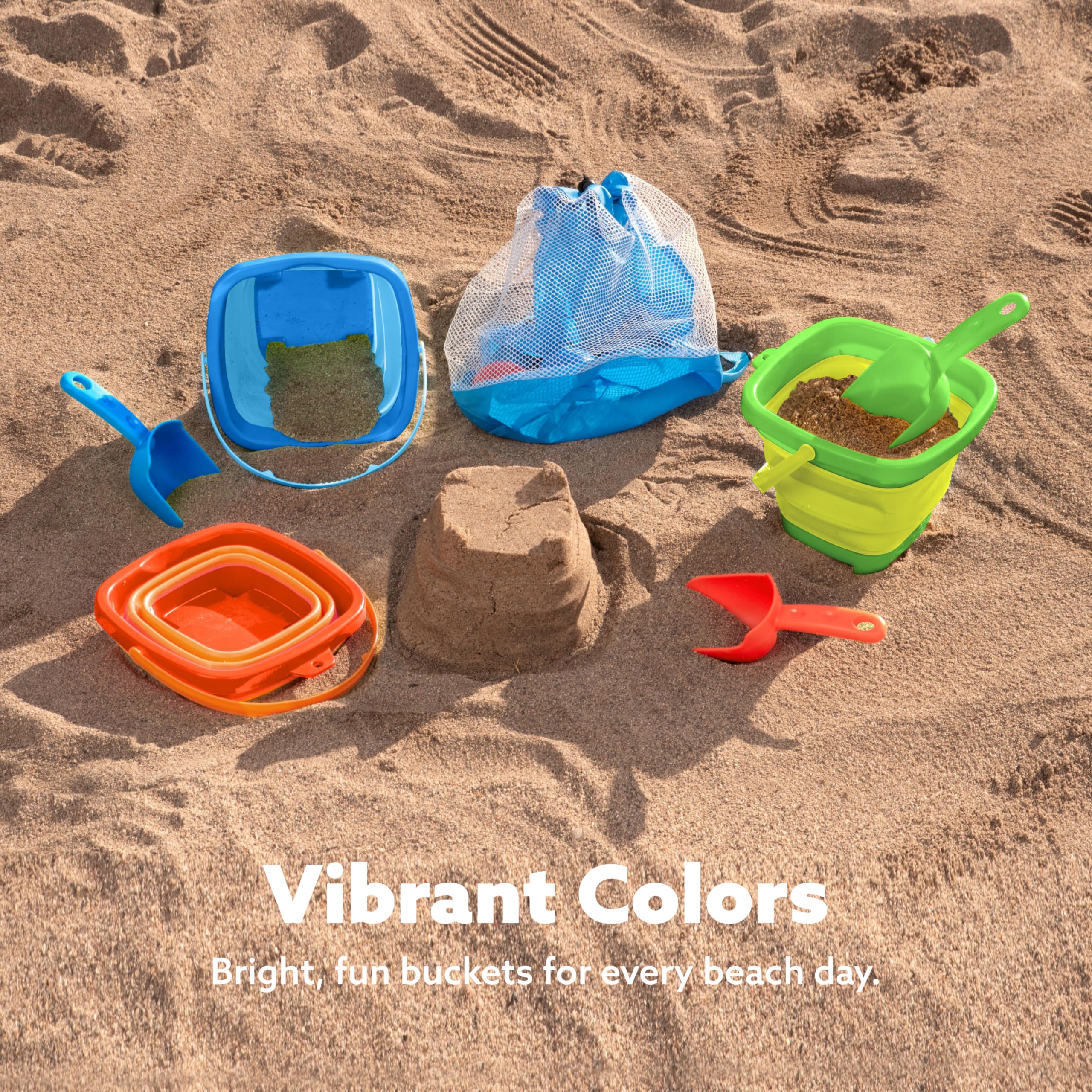 Sloosh blue foldable pail for bonus portability on the beach