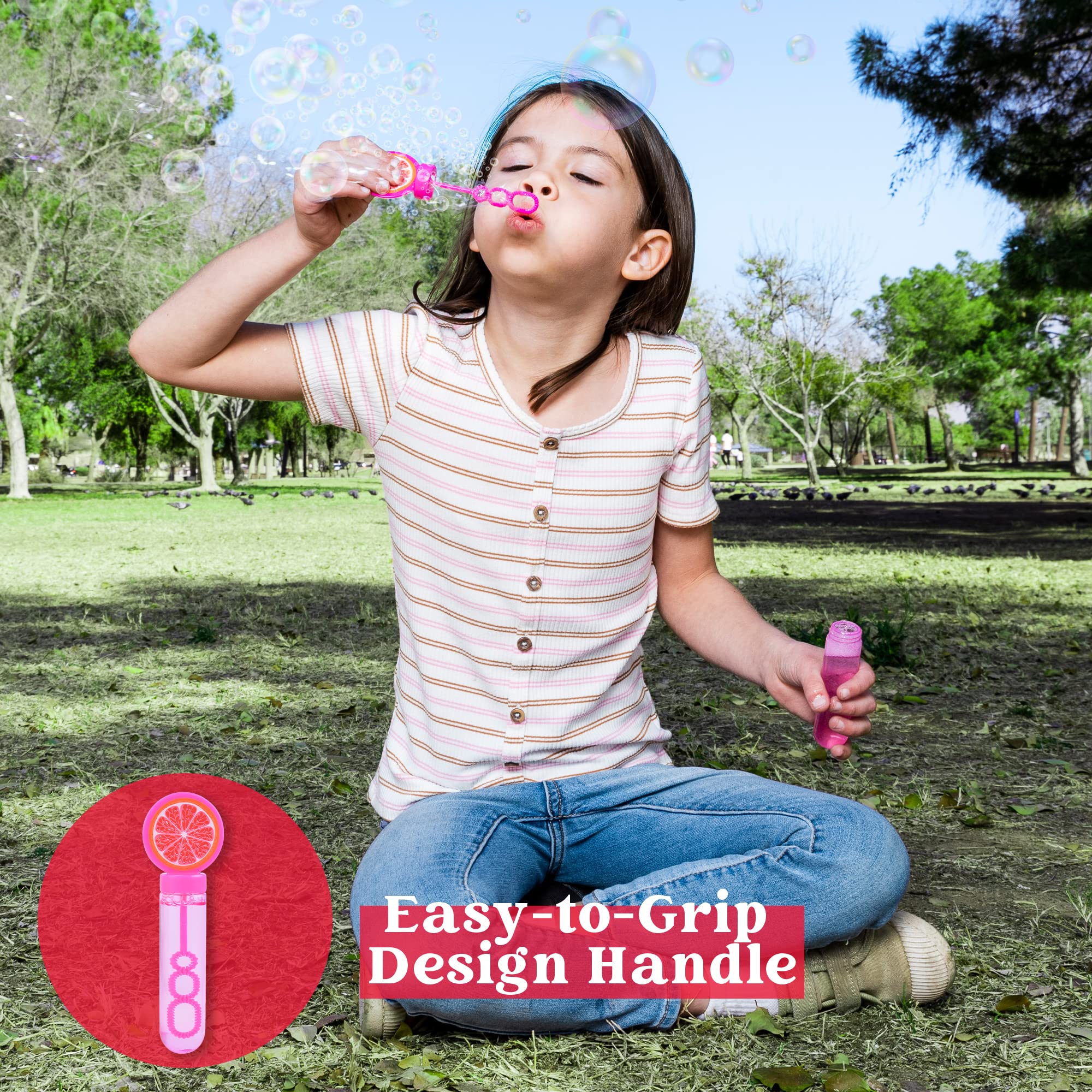Sloosh bubble wand with kiwi pattern for fresh backyard moments.