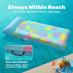SLOOSH headrest pool lounger provides extra neck comfort for long sessions.