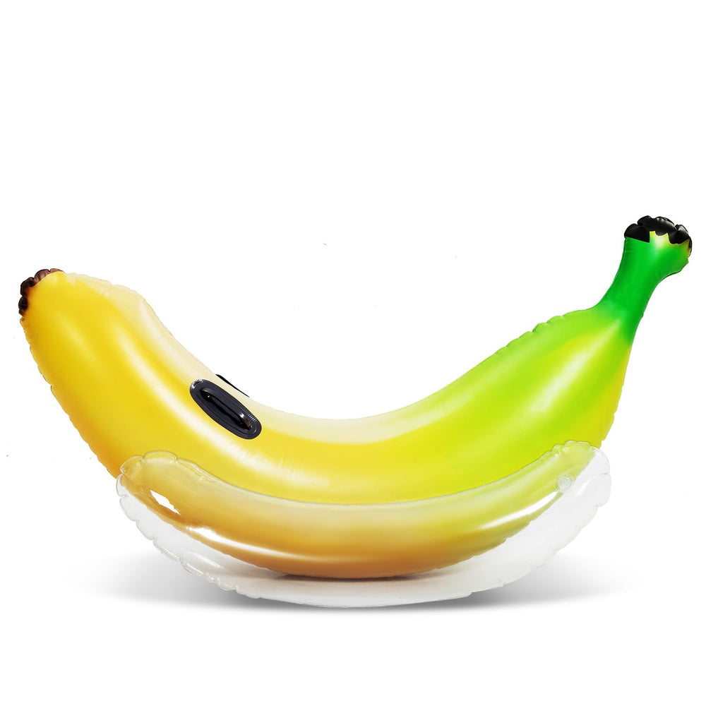 Sloosh inflatable banana pool float ride-on in action for summer fun