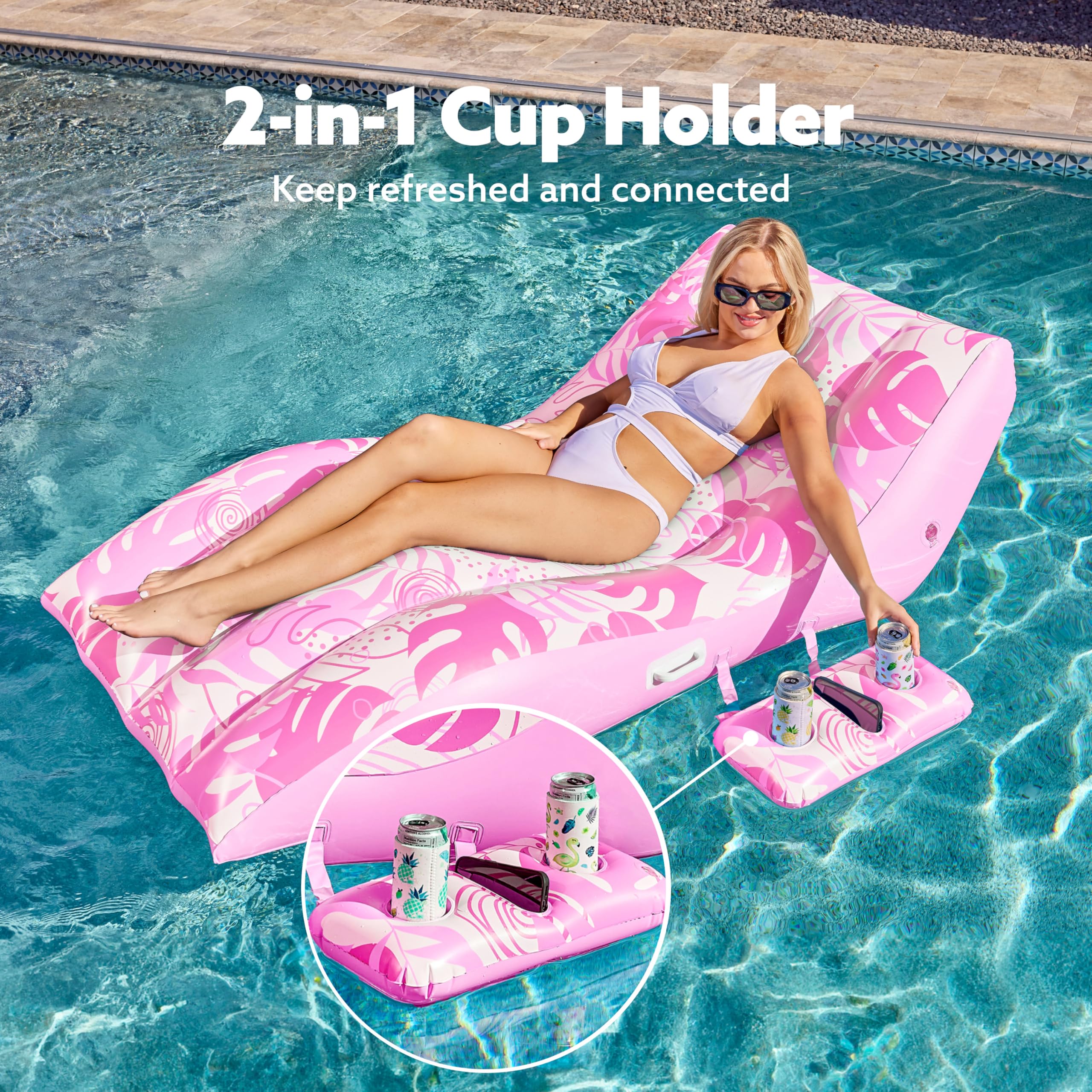 Sloosh inflatable lounger ready for lakes, beaches, and backyard pools.