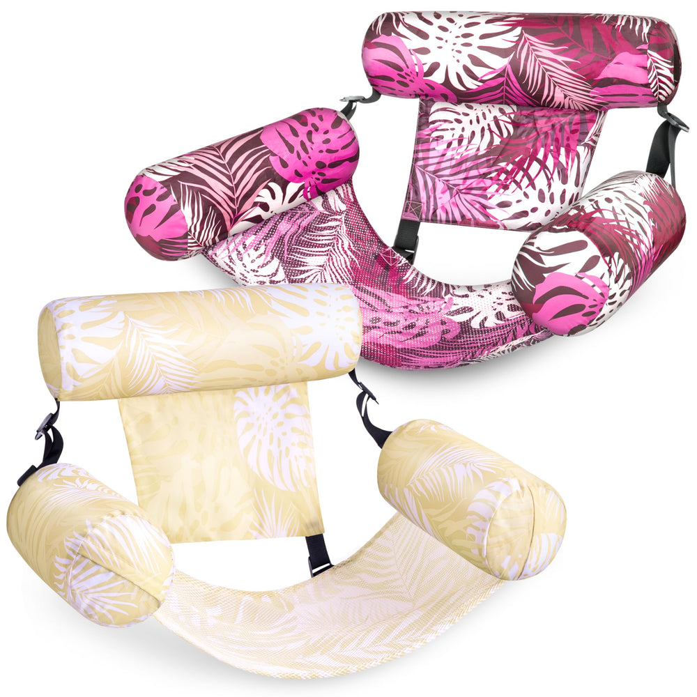SLOOSH two-pack inflatable pool floats for adults, ready for backyard relaxation.