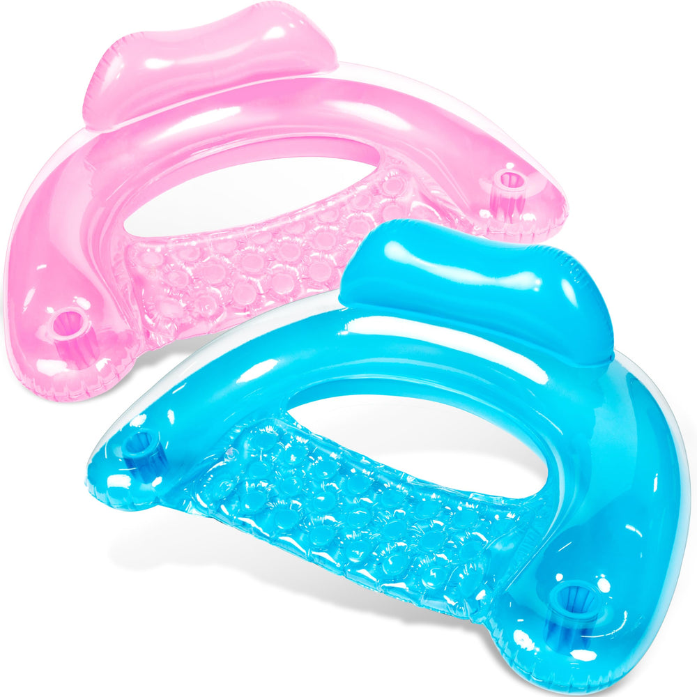 Sloosh inflatable pool floats blue-pink overview for relaxing lounging