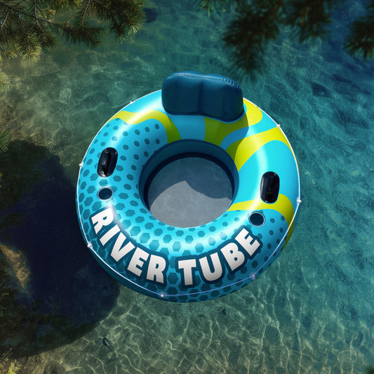 SLOOSH blue river tube side view showing secure handles