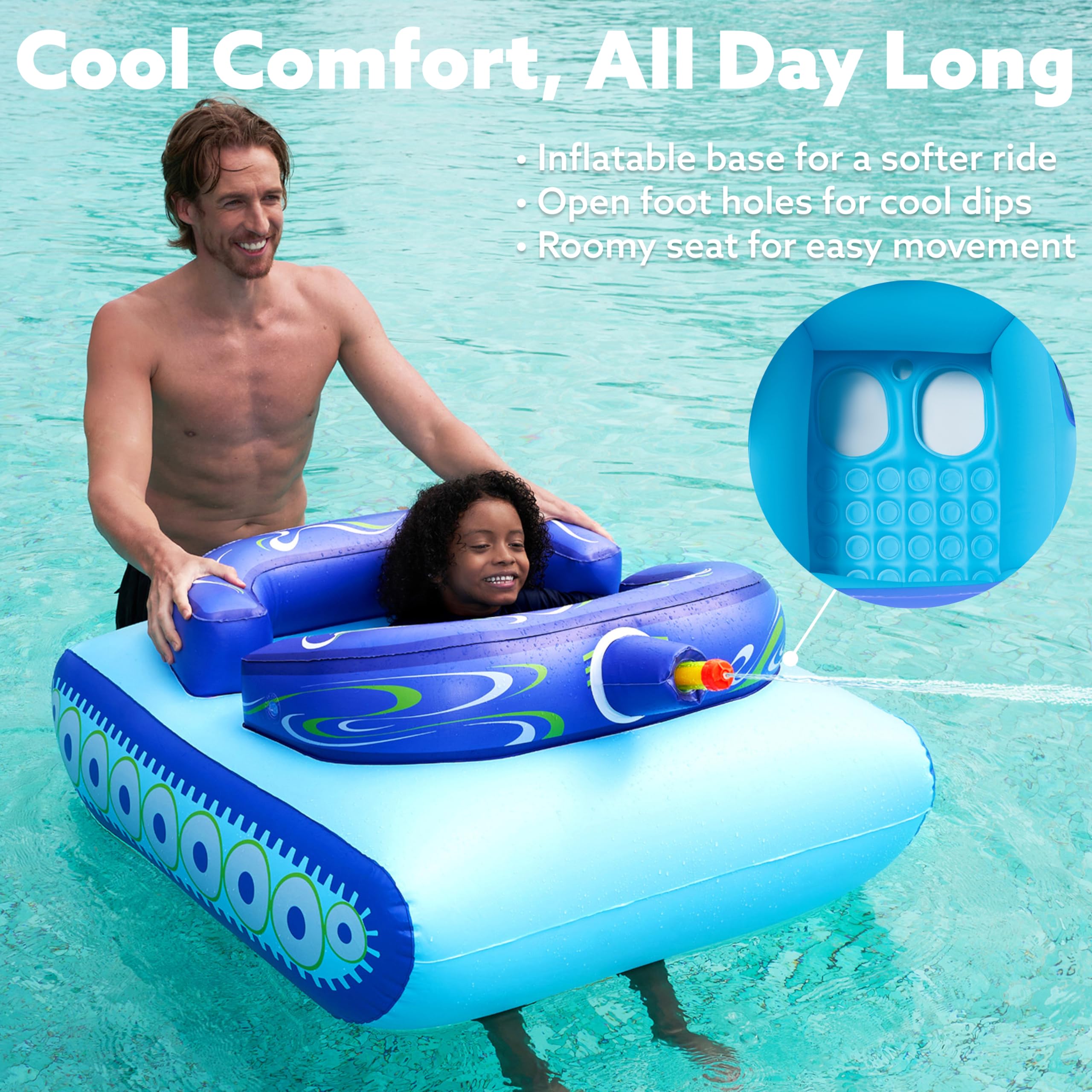 Sloosh inflatable tank pool float air cushion seat for comfy ride