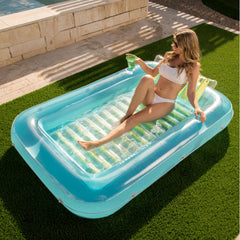 Sloosh inflatable tanning pool lounger 70x46 ready for solo sunbathing by the water