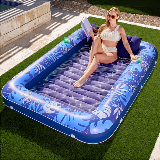 Sloosh inflatable tanning pool lounger 85x57 inches with extra large sunbathing surface.