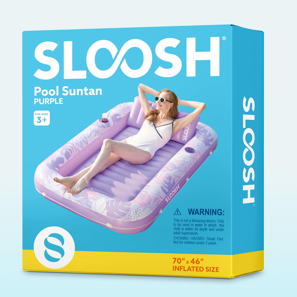 Sloosh inflatable pool lounger ideal for backyard and lake days.