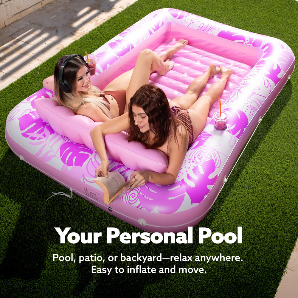 SLOOSH pool lounger with drink holders and grab line for social lounging.
