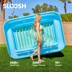 Sloosh inflatable lounger uses durable 0.3mm PVC for outdoor use.