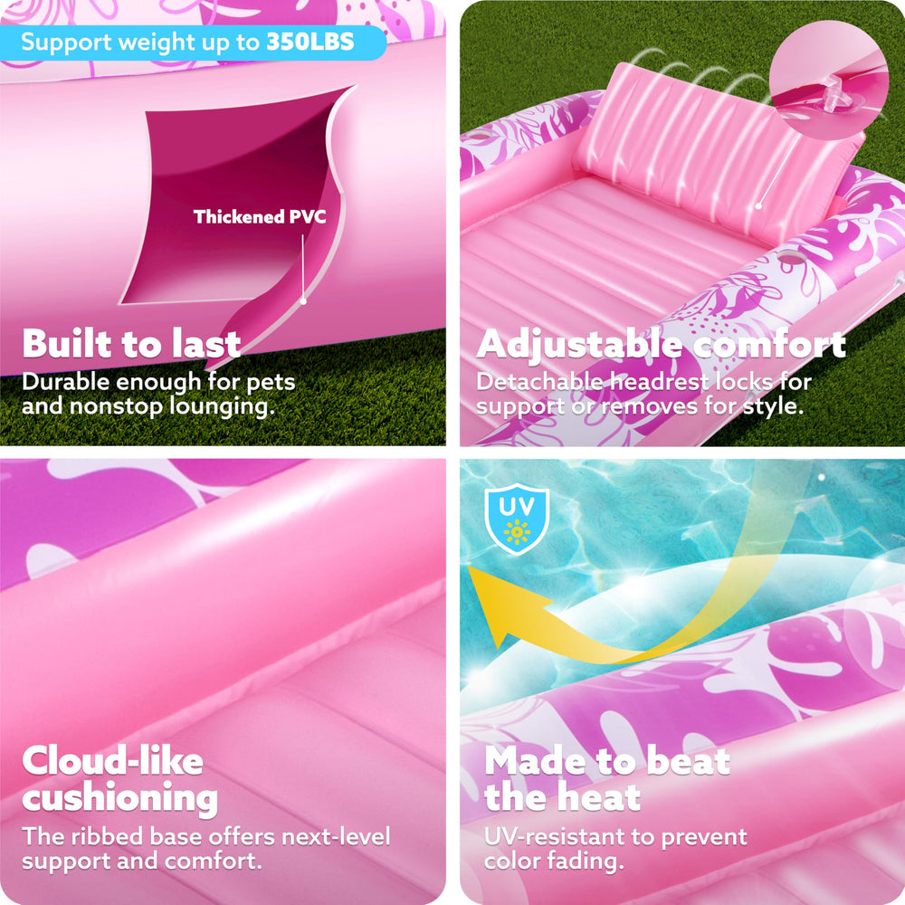 SLOOSH portable tanning pool lounger with quick setup for beach or lake.